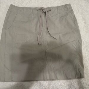 J. Jill Tan Khaki Skirt with Zip and drawstring Tie Front Stretch